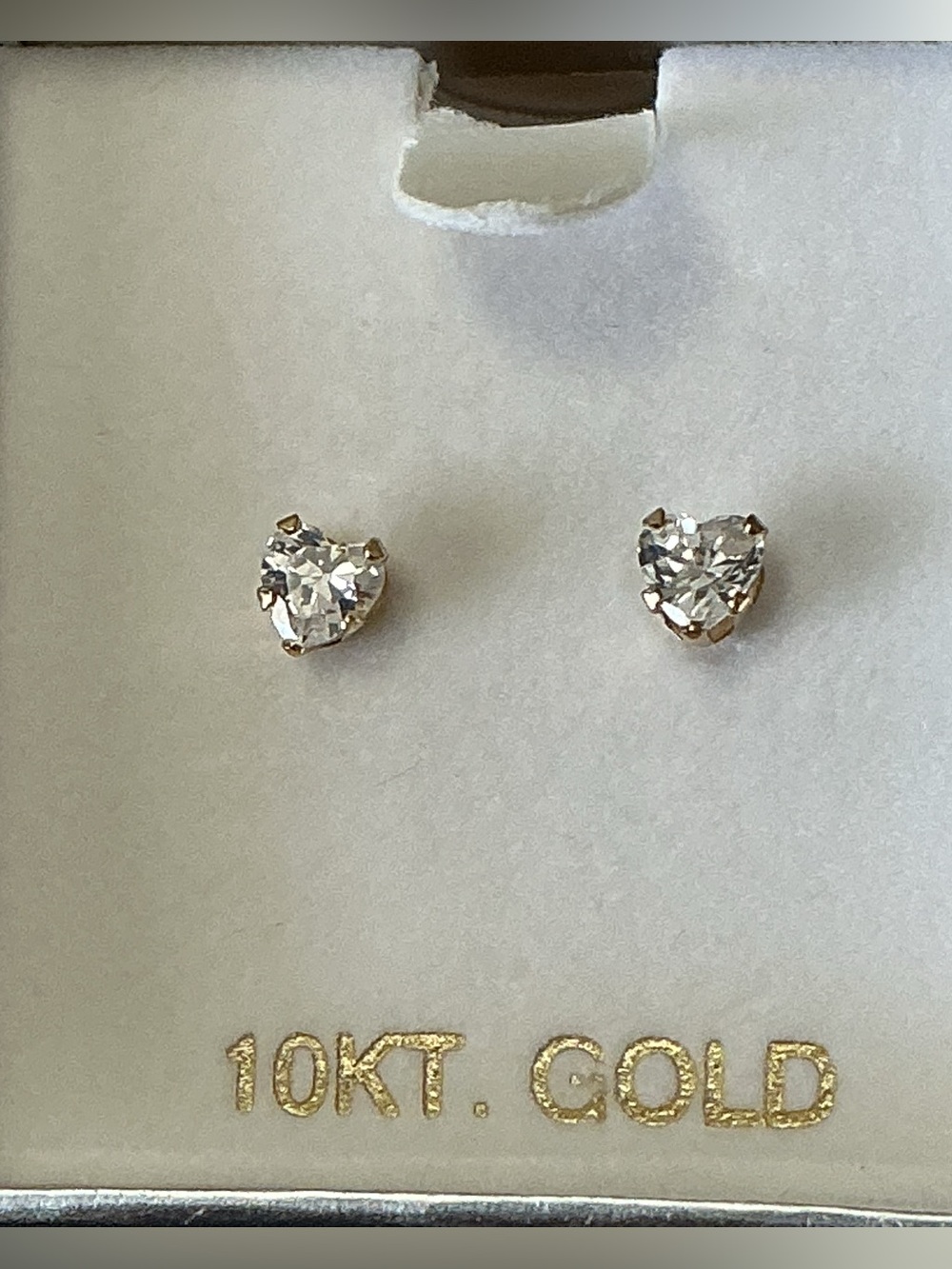 Teenie Tiny 10K Heart Sparkle Stone Earrings 10K AU